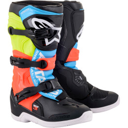 ALPINESTARS YOUTH TECH 3S BOOTS (BLACK-BLUE-YELLOW-RED)