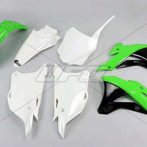 UFO Plastic Kit OEM Color (2014) Green/White/Black Kawasaki KX85