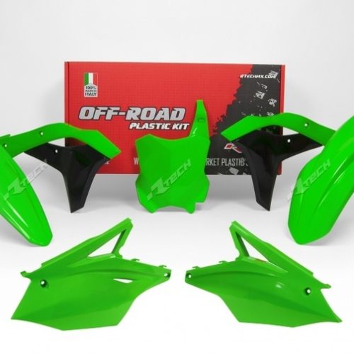 RACETECH Plastic Kit Neon Green/Black Kawasaki KX250F