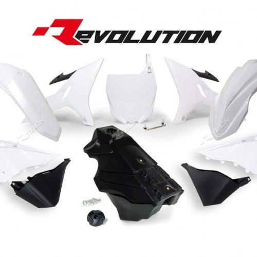RACETECH Revolution Plastic Kit + Gas Tank Black/White Yamaha YZ125/250