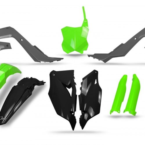 UFO Plastics Kit Black/Grey/Neon Green – Kawasaki