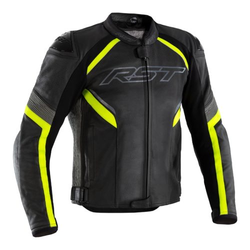 RST Sabre Airbag Jacket Leather – Black/Neon Yellow Size S