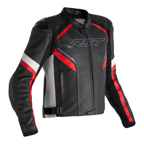 RST Sabre Airbag Jacket Leather – Black/White/Red Size XS