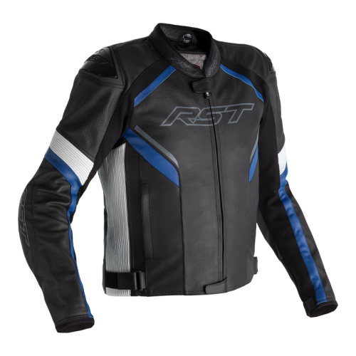 RST Sabre Airbag Jacket Leather – Black/White/Blue Size S
