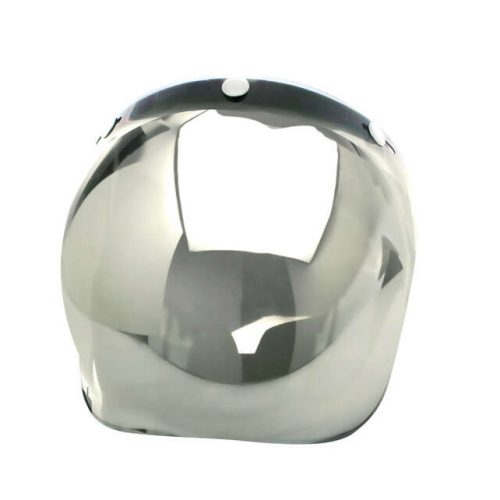 V PARTS Bubble silver chrome universal helmet shield with flip-up