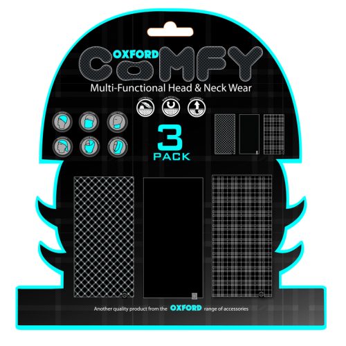 OXFORD Comfy Neck Wear Black/White Tartan 3-pack