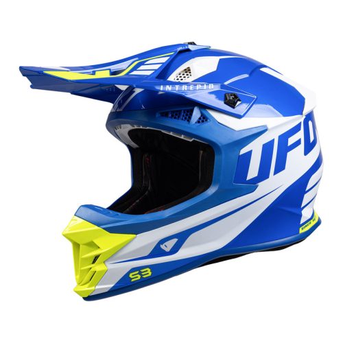 UFO Intrepid Helmet – Blue/White/Neon Yellow