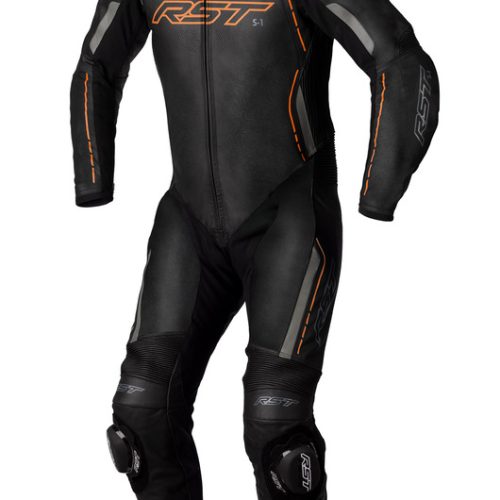 RST S1 CE Leather Suit – Black/Grey/Neon Orange Size XS